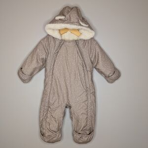 H&M Taupe Polka Dot Hooded Snowsuit/bunting - size 4-6 months